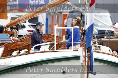 Amsterdam 22 augustus 2025
Prins Constantijn Prins Laurentien Prinses Eloise en Prins Claus Cazimir op de groene Draeck tijdens Sail Amsterdam 2025.
