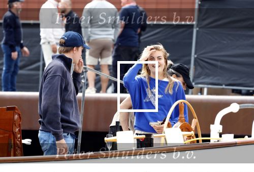Amsterdam 22 augustus 2025
Prins Constantijn Prins Laurentien Prinses Eloise en Prins Claus Cazimir op de groene Draeck tijdens Sail Amsterdam 2025.
