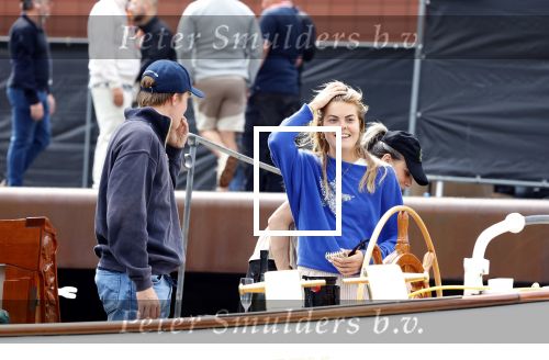 Amsterdam 22 augustus 2025
Prins Constantijn Prins Laurentien Prinses Eloise en Prins Claus Cazimir op de groene Draeck tijdens Sail Amsterdam 2025.