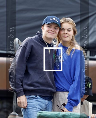 Amsterdam 22 augustus 2025
Prins Constantijn Prins Laurentien Prinses Eloise en Prins Claus Cazimir op de groene Draeck tijdens Sail Amsterdam 2025.