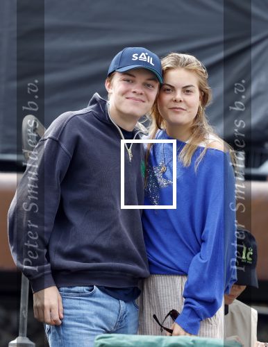 Amsterdam 22 augustus 2025
Prins Constantijn Prins Laurentien Prinses Eloise en Prins Claus Cazimir op de groene Draeck tijdens Sail Amsterdam 2025.