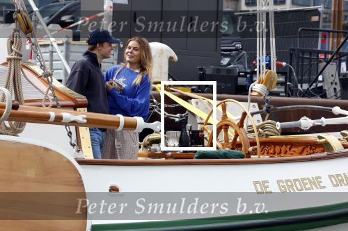 Amsterdam 22 augustus 2025
Prins Constantijn Prins Laurentien Prinses Eloise en Prins Claus Cazimir op de groene Draeck tijdens Sail Amsterdam 2025.