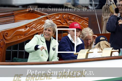 Amsterdam 21 augustus 2025
Prinses Beatrix op de groene Draeck tijdens de tweede dag van Sail . Aanwezig Prins Constantijn Prinses Laurentien Prinses Eloise en Prins Claus Cazimir