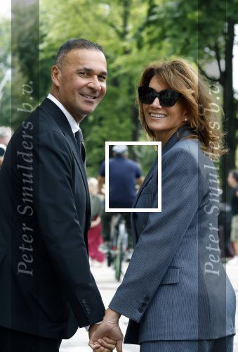 Amsterdam 7 augustus 2025
Herdenkingsdienst Derk Sauer in de westerkerk . Ruud Gullit met zijn vriendin Karin de Rooij