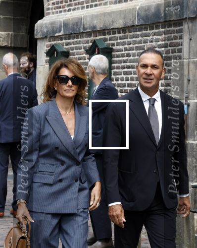 Amsterdam 7 augustus 2025
Herdenkingsdienst Derk Sauer in de westerkerk . Ruud Gullit met zijn vriendin Karin de Rooij