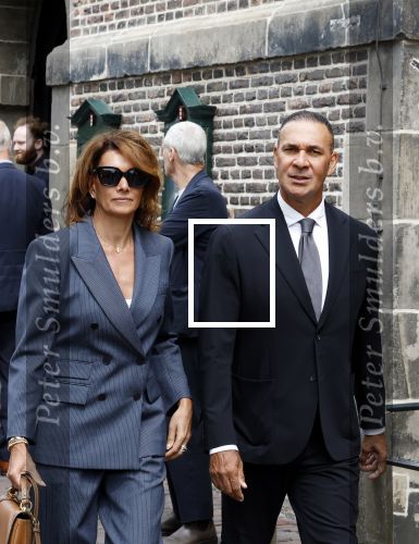 Amsterdam 7 augustus 2025
Herdenkingsdienst Derk Sauer in de westerkerk . Ruud Gullit met zijn vriendin Karin de Rooij