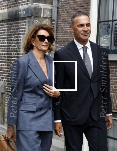Amsterdam 7 augustus 2025
Herdenkingsdienst Derk Sauer in de westerkerk . Ruud Gullit met zijn vriendin Karin de Rooij