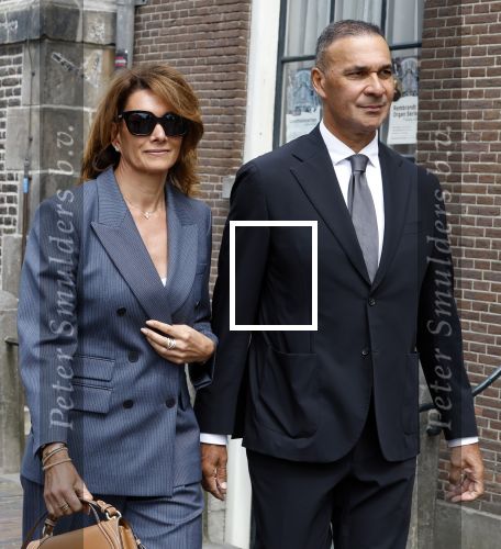 Amsterdam 7 augustus 2025
Herdenkingsdienst Derk Sauer in de westerkerk . Ruud Gullit met zijn vriendin Karin de Rooij
