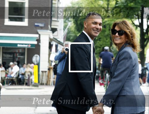 Amsterdam 7 augustus 2025
Herdenkingsdienst Derk Sauer in de westerkerk . Ruud Gullit met zijn vriendin Karin de Rooij