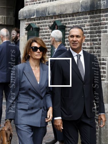 Amsterdam 7 augustus 2025
Herdenkingsdienst Derk Sauer in de westerkerk . Ruud Gullit met partner Karin de Rooij