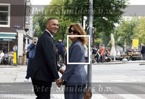 Amsterdam 7 augustus 2025
Herdenkingsdienst Derk Sauer in de westerkerk . Ruud Gullit met partner Karin de Rooij