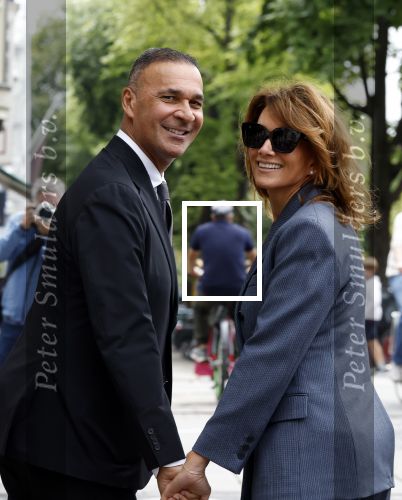 Amsterdam 7 augustus 2025
Herdenkingsdienst Derk Sauer in de westerkerk . Ruud Gullit met partner Karin de Rooij
