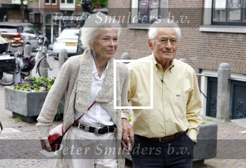 Amsterdam 7 augustus 2025
Herdenkingsdienst Derk Sauer in de westerkerk . Sonja Barend en haar man Abel Cahen