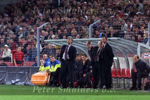 Eindhoven 28 September 1999
PSV-Glasgow Rangers 0-1
Eric Gerets Ernie Brandts Ton v Schijndel en Cees Rein v.d. Hoogenband.