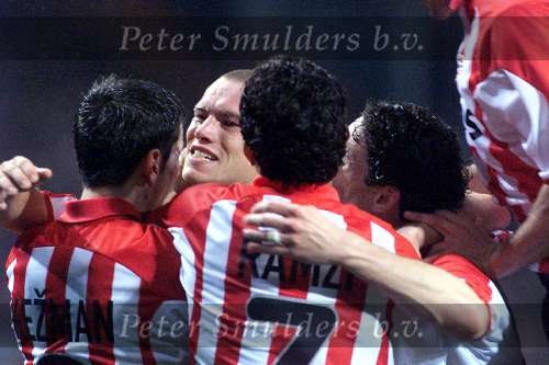 Eindhoven 26 september 2001
PSV - Lazio Roma
Kevin Hofland blij