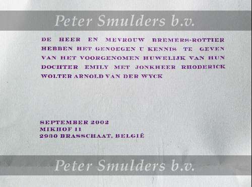 Bussum 23 september 
Uitnodiging trouwerij Emily Bremers