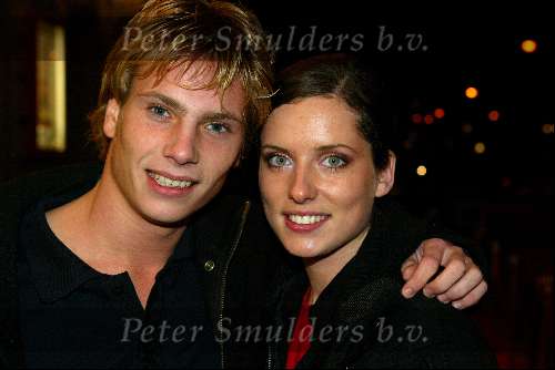 Amsterdam 2 december 2003
Premiere West Side Story in Carre. Aukje v Ginneken met haar vriend Jamy.