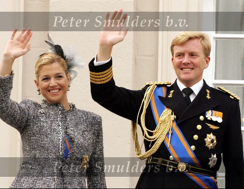 Den Haag 21 september 2004
Prinsjesdag 2004 
Prinses Maxima en Prins Willem Alexander op bordes paleis Noordeinde