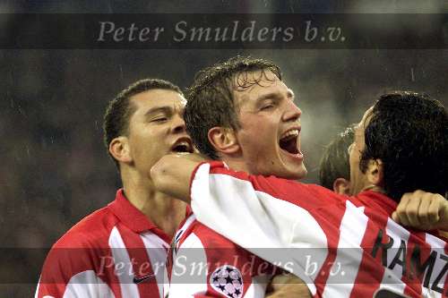 Arnhem 19 september 2001
PSV-Galatasaray 3-1
PSV blij na de 1-0 van Arnold Bruggink.
