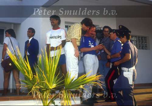 WK 1990
Frits Barend Henk Mees Frank rijkaard tijdens een trainingssessie in Sicilie