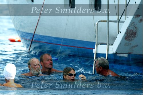 Porto Ercole 6 augustus 2003
Prins Bernhard Maxima Prins Willem Alexander Prins Friso en Mabel Wisse Smit op de Jumbo VI