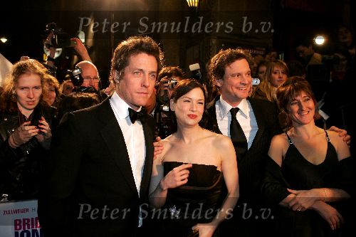 Amsterdam 8 november 2004
Bridget Jones Diary  acteurs Renee Zellweger Hugh Grant en Colin Firth bij premiere in tuschinski