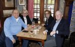 Laren 13 mei 2026
Imca Marina viert haar 85e verjaardag bij het bonte Paard in Laren .  Frits Barend met vrouw en Theo Gerritse met vrouw