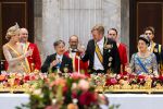 Amsterdam, 17 Juni 2026 Keizer Naruhito, keizerin Masako van Japan, Koning Willem Alexander Koningin Maxima Prinses Amalia en Prinses Ariane tijdens het staatsbanket in het Koninklijk Paleis Amsterdam. 

Naruhito brengt een driedaags staatsbezoek aan Nederland.

