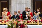 Amsterdam, 17 Juni 2026 Keizer Naruhito, keizerin Masako van Japan, Koning Willem Alexander Koningin Maxima Prinses Amalia en Prinses Ariane tijdens het staatsbanket in het Koninklijk Paleis Amsterdam. 

Naruhito brengt een driedaags staatsbezoek aan Nederland.

