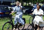 Amsterdam 9 juli 2027
Koningin Maxima op bezoek in de Bijlmer . Ze gaat ook met de fiets naar de andere locatie.