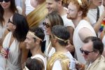 Amsterdam 1 augustus 2026
Malou Petter met haar vriend Sil v d  Wees tijdens de Gay Pride op de AVRO TROS Boot