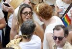 Amsterdam 1 augustus 2026
Malou Petter met haar vriend Sil v d  Wees tijdens de Gay Pride op de AVRO TROS Boot