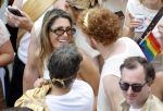 Amsterdam 1 augustus 2026
Malou Petter met haar vriend Sil v d  Wees tijdens de Gay Pride op de AVRO TROS Boot