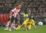 Eindhoven, 3 April 2007 1/4 Finale Champions League wedstrijd PSV-FC Liverpool, eindstand 0-3 Seizoen 2006/2007
Diego Tardelli in duel met Javier Mascherano