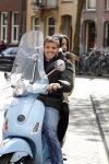 Amsterdam 14 april 2012
Jaap Reesema met vriendin op terras en op vespa scooter.
Peter Smulders bv