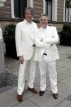 Amsterdam 11 juli 2004
Modeshow Wolford in het Amstel Hotel.  
Jaap Rijnbende met vriend
Peter Smulders bv