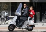 Amsterdam 10 maart 2015  
Danny Landzaat met dochter op vespa scooter