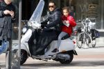 Amsterdam 10 maart 2015  
Danny Landzaat met dochter op vespa scooter