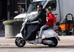 Amsterdam 10 maart 2015  
Danny Landzaat met dochter op vespa scooter