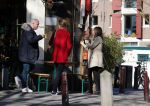 Amsterdam 12 maart 2015
Jeroen v Koningsbrugge en Georgina Verbaan op terras en op straat in Amsterdam.