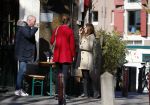 Amsterdam 12 maart 2015
Jeroen v Koningsbrugge en Georgina Verbaan op terras en op straat in Amsterdam.