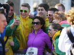 Den Haag 8 maart 2015Katja Schuurman loopt de city pier city loop CPC van 10 km voor haar tv programma. Marco Koers vergezelt haar.