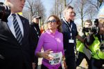 Den Haag 8 maart 2015Katja Schuurman loopt de city pier city loop CPC van 10 km voor haar tv programma. Marco Koers vergezelt haar.