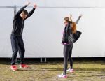 Den Haag 8 maart 2015Katja Schuurman loopt de city pier city loop CPC van 10 km voor haar tv programma. Marco Koers vergezelt haar.