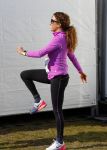 Den Haag 8 maart 2015Katja Schuurman loopt de city pier city loop CPC van 10 km voor haar tv programma. Marco Koers vergezelt haar.