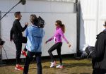 Den Haag 8 maart 2015Katja Schuurman loopt de city pier city loop CPC van 10 km voor haar tv programma. Marco Koers vergezelt haar.