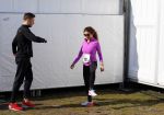 Den Haag 8 maart 2015Katja Schuurman loopt de city pier city loop CPC van 10 km voor haar tv programma. Marco Koers vergezelt haar.