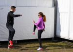 Den Haag 8 maart 2015Katja Schuurman loopt de city pier city loop CPC van 10 km voor haar tv programma. Marco Koers vergezelt haar.