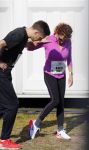 Den Haag 8 maart 2015Katja Schuurman loopt de city pier city loop CPC van 10 km voor haar tv programma. Marco Koers vergezelt haar.