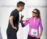 Den Haag 8 maart 2015Katja Schuurman loopt de city pier city loop CPC van 10 km voor haar tv programma. Marco Koers vergezelt haar.